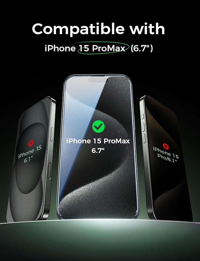 MAGIC JOHN 2PACK for iPhone 15 Pro Max (6.7) Eye Protection Screen Protector HD Clear Auto Dust-Elimination 9H Tempered Glass &amp Scratch Resistance Full Edge Coverage