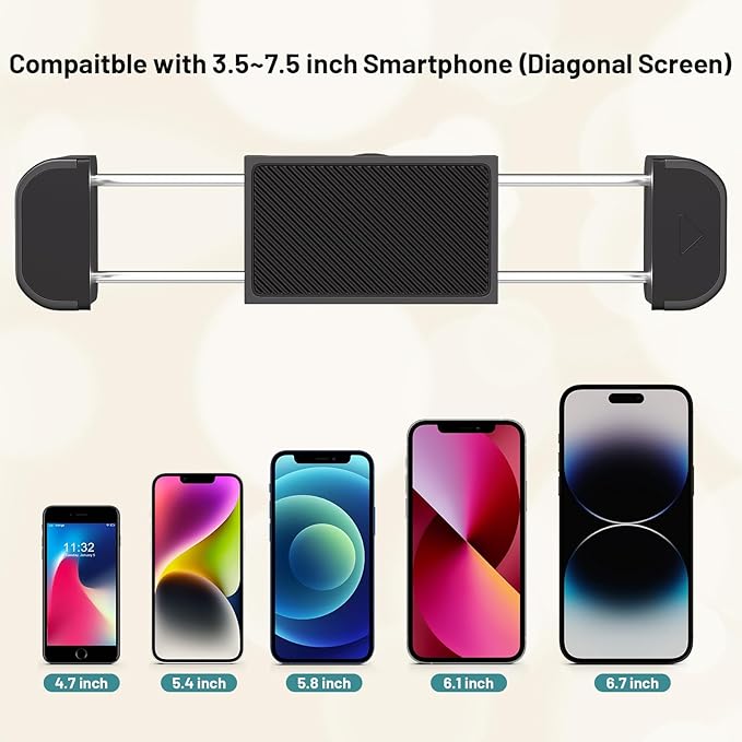 Wall Mount Phone HolderPhone Holder for Desk Bed3-Stage Aluminium iPhone StandFoldable Extendable Arms Heavy Duty Drilling BaseCompatible with 3.5~7.5 iPhone/HTC/LG/Huawei/Galaxy/Smartphones