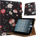 Case for iPad 10.2 9th 8th 7th Generation Multi Viewing Stand Folio Smart Cover with Pocket Auto Wake Up/Sleep for 2021/2020/2019 A2602 A2603 A2604 A2270 A2428 A2429 A2197 A2200 (Black Flower)
