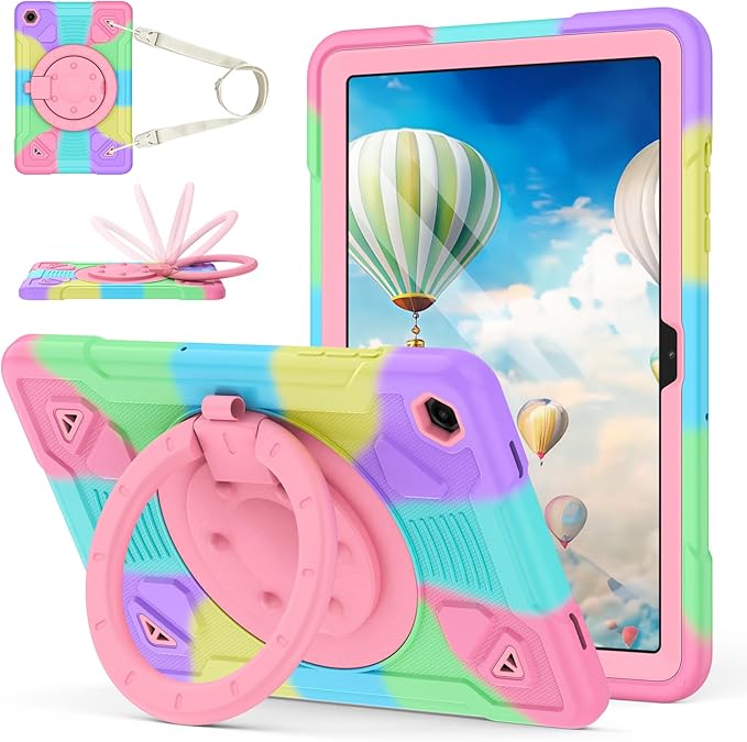 Case for Galaxy Tab A11+ / A9+ 11 inch 2026/2024 with 360° Rotate Handle Stand Carrying Shoulder Strap Pen Holder Shockproof Cover for Tab A11 Plus/A9 Plus Tablet Case Kids Girls Colorful