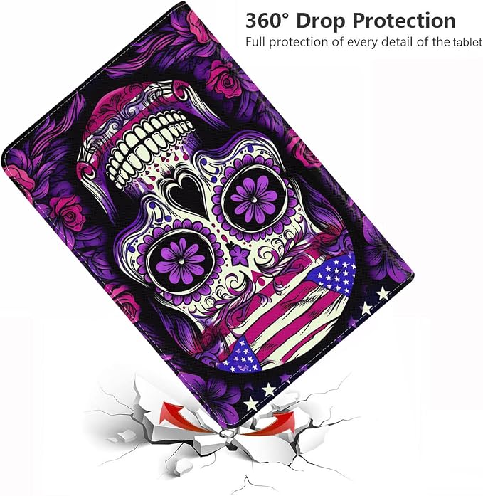 American Flag Purple Flower Skull
