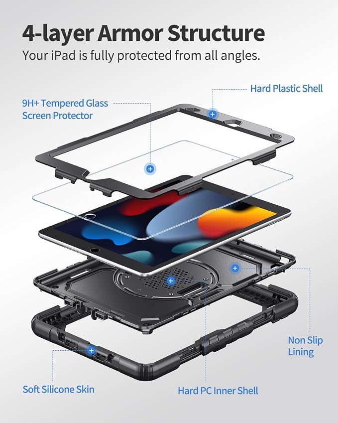 Black Case with Glass Screen Protector