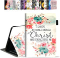 Case for Amazon Kindle Fire HD 10 &amp 10 Plus Tablet 10.1 (13th/11th Generation 2023/2021 Release) - PU Leather Folio Case with Smart Auto Wake/Sleep Floral Quote Bible Verse Philippians 4:13
