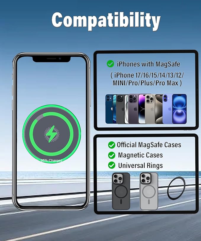 Car Phone Holder for Toyota RAV4 2026 Accessories 15W MagSafe Fast Wireless Charger Cell Phone Mount Fixed Clip 360° Rotation