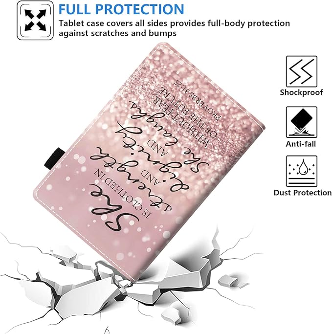 Case for All-New Kindle Fire HD 10/Fire HD 10 Plus Tablet 10.1 inch (11th Generation 2021 Released) - Bible Verse Proverbs 31:25 Design Slim PU Leather Cover with Auto Sleep Wake