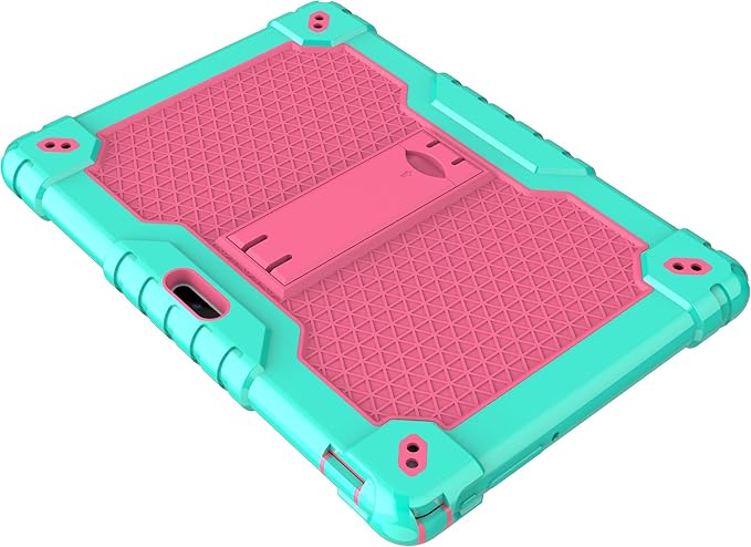 for Vankyo MatrixPad S10 Tab Case YQSAVIOR CUPEISI Coopers YQ10S VIVIMAGE A10 A38 BYANDBY BYYQ10S 10.1 Case Built in Kickstand Shoulder Strap Shell with Screen Protector (Green+Pink/2 Pcs)