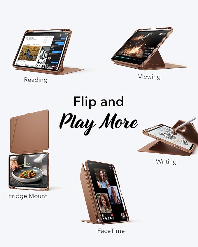 ESR for iPad Pro 11 Inch Case (M5/M4) 2025/2024 Vertical Stand Cover Multi Stand Angles Ultra-Stable Case with Pencil Holder Flip Series Brown