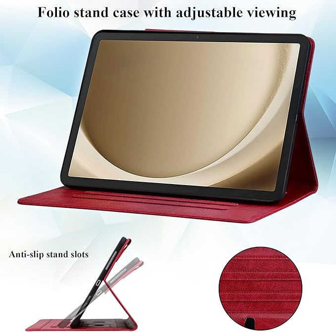 Case for Samsung Galaxy Tab S10 FE+/S10 FE Plus 13.1 Inch 2025 (SM-X620/SM-X626B) with Pockets Multi-Angle Stand PU Leather Soft TPU Back Shockproof Magnetic Closure Folio Wallet Cover Red