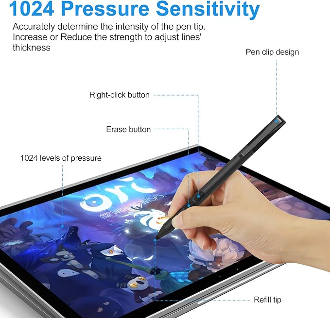 Pen for HP Omnibook Digital Stylus Pen for HP Envy Pavilion Spectre x360 Touchscreen Laptop with MPP 1.51 Palm Rejection 1024 Pressure 2500H Working Time 2 Button