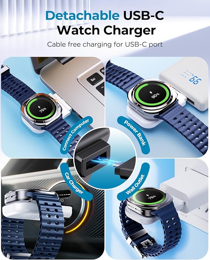EGV Wireless Charger for Samsung – 3 in 1 Wireless Charging Station for Galaxy S26 Ultra S25 S24 Z Fold Flip 7/6 Detachable Watch Charger for Galaxy Ultra 8/7/6 Foldable Fast Charging White