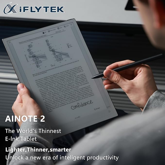 iflytek AINOTE 210.65 E-Ink Tablet for Meetings4.2mm Ultrathin AI Note-Taking Writing Tablet Support Voice-to-TextHandwriting Conversion17-Language Transcription for Work/Meeting/Study