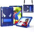 Dteck for iPad A16 Kids Case BoysCute Cartoon Spider Child Friendly Hard Kickstand Cover with Pencil Holder Shoulder Strap Shockproof Rugged Protective 10.9 10 Gen Cool CaseNavy/Blue