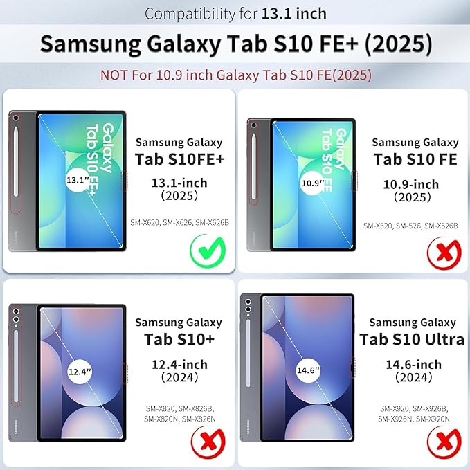 Case for Samsung Galaxy Tab S10 FE Plus 13.1 2025 SM-X620/X626/X626B Folio Stand Cover PU Leather Flip Shell with Card SlotShockproof Protective Case for Galaxy Tab S10 FE+ Tablet Red