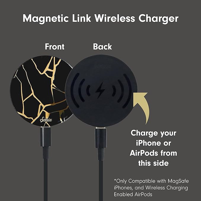 Sonix Magnetic Charger Compatilbe with MagSafe for iPhone | Fast Wireless Charger x 6.5ft Cable (USB-C) | Kintsugi
