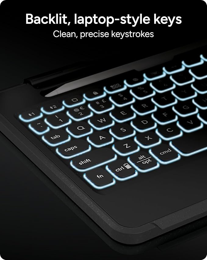 ZAGG Rugged Book iPad 11 (A16)/ 10.9 (Gen 10) Case - Durable Wireless Keyboard Case Military-Grade Drop Protection Multi-Device Pairing Detachable Backlit Keyboard Black
