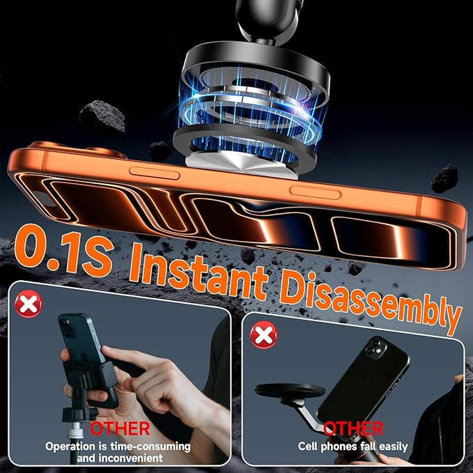 360° Rotating Magnetic Phone Stand for MagSafe 2 in 1 Adjustable Tablet Stand &amp Cell Phone Stand Aluminum Phone Holder for Desk Compatible iPhone 17 16 15 14 13 12 Pro Max and IPad Black