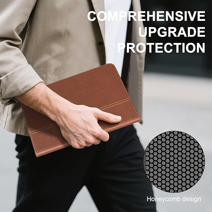 Genuine Leather Case for iPad mini 7/Mini 6 Generation(8.3 Inch 2021/2024)Vegetable Tanned Leather Smart Folio Cover for with Auto Wake/SleepAdjustable StandAnti Slip/FingerprintRedbrown