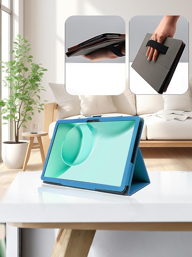 for DOOGEE tab G6 Max 2025 13.4 Inch Android Tablet CaseBOVUGAC Folding Stand Protective Cover with Pencil Holder and Wrist StrapFull Protection Premium PUScratch Resistant(Sky Blue)