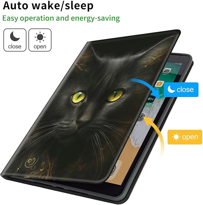 Case for All-New Kindle Paperwhite 12th Generation 7 inch 2024 &amp Kindle Colorsoft Signature Edition 2024 Lightweight Protective PU Leather Smart Stand Cover with Auto Wake Sleep - Black Cat