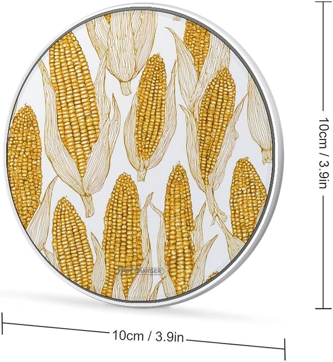 Yellow Corn Fast Portable Charger 10W Funny Graphic Phone Charging Pad with USB Cable