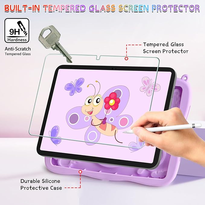 for Samsung Galaxy Tab A9 Plus Case Kids Girls Galaxy Tab Case with Screen Protector Kickstand Shoulder Strap Butterfly Shockproof Cover for Samsung A9 Plus Tablet Cover 11 inch 2023