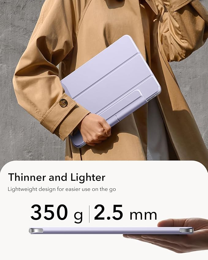 ESR for iPad Air 13 Inch Case M4/M3/M2 (2026/2025/2024) iPad Pro 12.9 Case Powerful Magnetic Attachment Slim Trifold Stand Case Supports Pencil Pro &amp Pencil (USB-C) Rebound Series Light Purp
