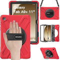 BRAECN for Samsung Galaxy Tab A9 Plus Case 11 Inch 2023 Shockproof Hard Duty Case with Screen Protector &amp360 Rotating Stand&ampHand Strap/Shoulder Strap for Galaxy A9 Plus Tablet-Black