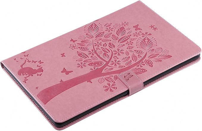 Folio Case for All-New Fire HD 10 2019/2017/2015 Techcircle Slim Light Magnetic Flip Wallet Protective Cover with Card Slots &amp Money Pocket for Amazon Fire HD 10.1 9th/7th/5th Generation Pink
