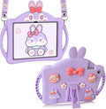 for Samsung Galaxy Tab A9 Plus Shockproof Case for Kids Girls with Adjustable Shoulder Straps and Handle Cute Rabbit Soft Silicone Tablet Cover for Galaxy Tab A9 Plus 11'' 2023(Purple)