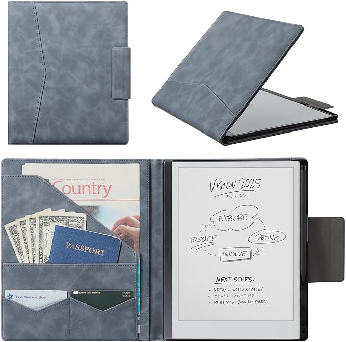 CoBak Premium PU Leather Case for 10.3 Remarkable 2 Tablet (2020) - Folder Design Slim Hard Shell with Pen HolderNavy Blue