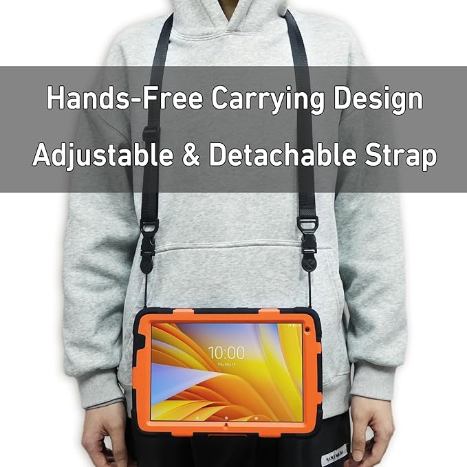 Protective Case for Zebra ET40 ET45 10 Inch Tablet Only Military Grade Shockproof Rugged Cover with Hand Strap &amp Stand SG-ET4X-10EXOSKL1-01 Compatible with Zebra Accessories (Orange)