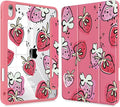 Tuiklol for 2025 iPad (A16 Chip) 11th Generation 11 inch/iPad 10th Generation 10.9 inch 2022 Case Buit in Pencil Holder with Clear Back Shell Cover Trifold Stand Auto Wake/SleepStrawberries
