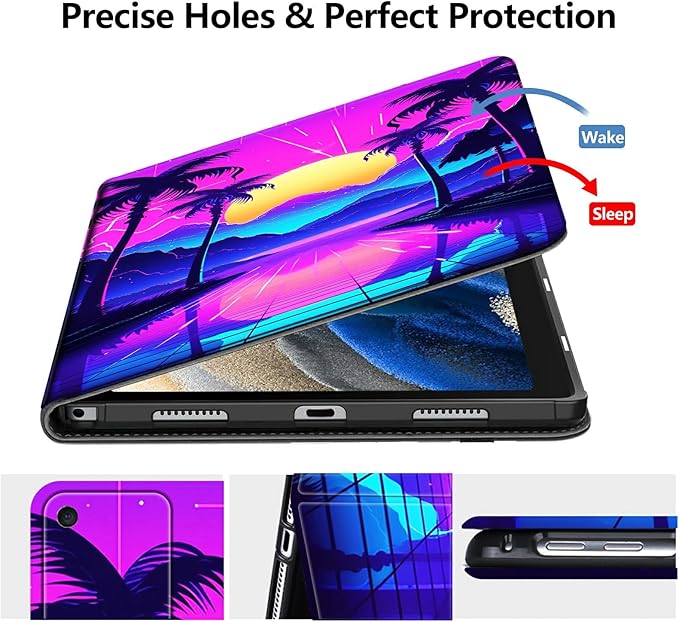 DIGTIALLL Case for Amazon Kindle Fire HD 10 Tablet 13th Generation 2023 Release 10.1 PU Leather Smart Protective Cover with Auto Sleep/WakeTropical Landscape Trees