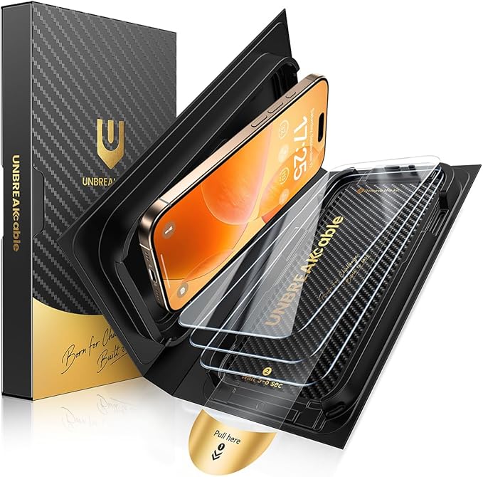 UNBREAKcable for iPhone 16 Plus Screen Protector [Quick-Installation Box] 3-Pack 9H+ Hardness Shatterproof Tempered Glass [99.99% HD Clear] [Case Friendly] [Bubble Free] for iPhone 16 Plus 6.7