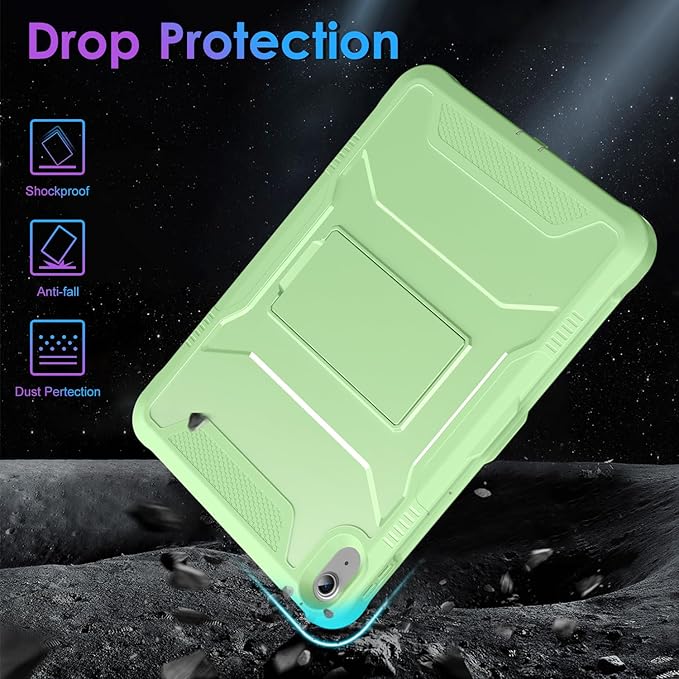 DTTO Case for iPad (A16) 11th Generation 11-Inch 2025 iPad 10th Generation 10.9-Inch 2022 Durable Shockproof Full Body Protective Cover with Built-in Screen Protector Matcha Green