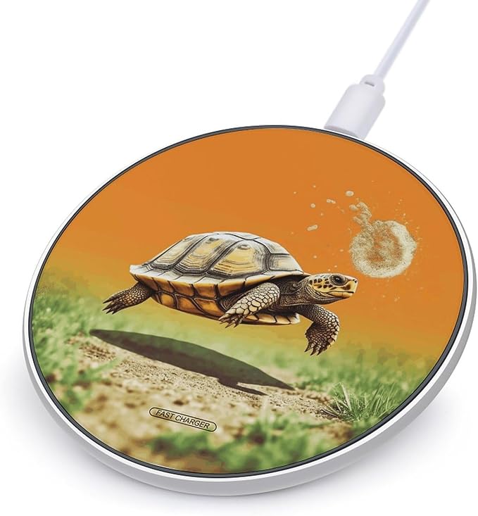 Tortoise Turtle Jumping Wireless Charger Fast Wireless Charging Pad with USB Cable 10W Anti-Slip Magnetic Wireless Charger Portable Slim Charger Puck Travel Charging Station