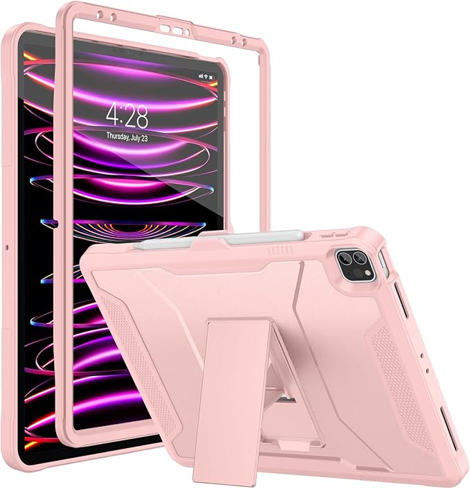 Soke Case for iPad Pro 12.9 Inch 6th/5th/4th Generation(2022/2021/2020 Release) Rugged Shockproof Protective Cover with Built-in Kickstand for Apple iPad Pro 12.9 - Pink Sand
