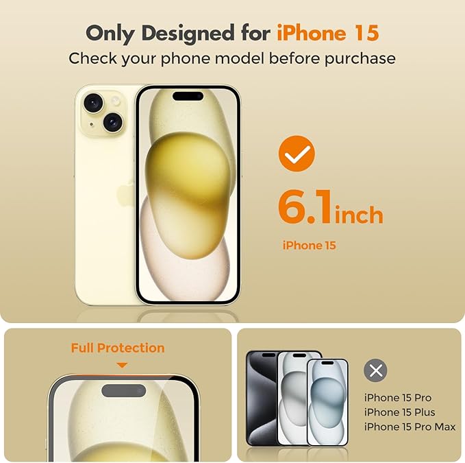 UNBREAKcable Privacy Screen Protector for iPhone 15 Full Coverage Shatterproof Tempered Glass [True 28°Anti Spy] [9H Hardness] [Easy Installation Frame] 2-Pack Private Screen for iPhone 15
