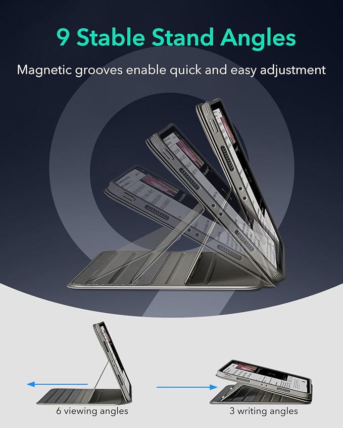 ESR for iPad Pro 12.9 Case (6th/5th Generation 2022/2021) Removable Magnetic Cover Adjustable Portrait/Landscape Stand with Raised Display View 9 Standing Angles Shift Series Titanium