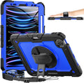 Timecity Case for iPad Pro 11 inch 4th Generation 2022 Shockproof Case with Screen Protector &ampPencil Holder+Rotating Stand+Handle for iPad Pro 11 2021/2020/2018 (3rd 2nd 1st Gen) - Dark Blue