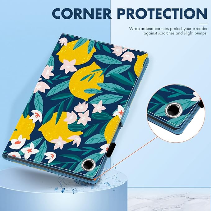 Dteck for Fire HD 8 Tablet Case (8th/7th/6th Generation-2018/2017/2016 Release) 8 Lightweight Folio Case with Auto Sleep Wake &amp Stand Function Hand Strap Protective PU Leather Cute Cover Lemo