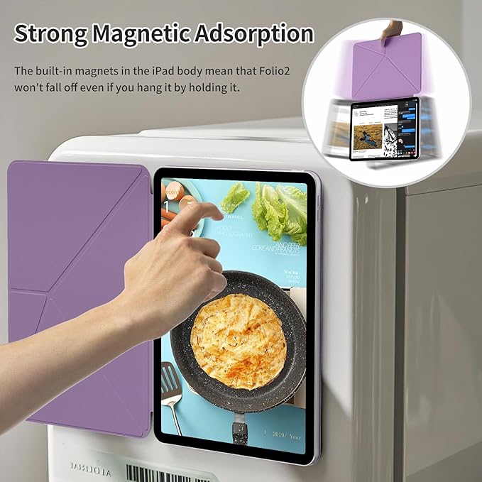 for iPad A16 Case iPad 11th/10th Generation Case (2025/2022) Removable Magnetic Cover Ultra Slim Shockproof Adjustable Portrait/Landscape Stand with Raised Screen View Auto Sleep/WakePurple