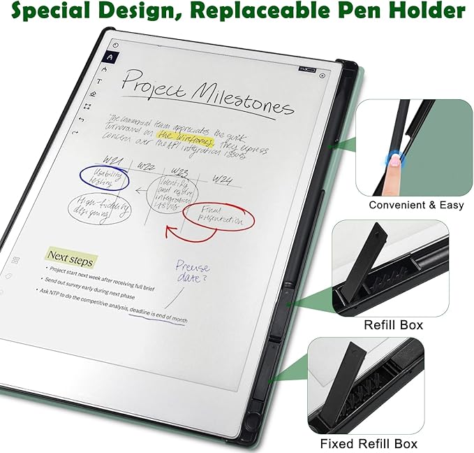 Case for Remarkable Paper Pro Tablet 11.8 (Released in 2024) Hard Back Shell Protective Book Folio Cover with Built-in Pen Holder with Auto Sleep/Wake Function.