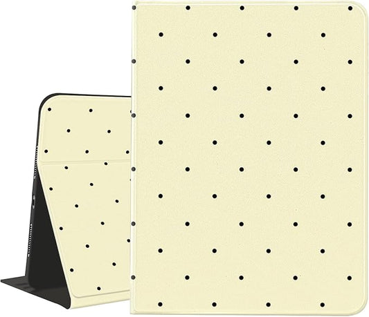 Cute Polka Dot Case for iPad Air 13 M3 2025/M2 2024/iPad Pro(2018-2022) 12.9 with Pencil Holder Vintage Aesthetic Classic Minimalist Design Yellow Leather Folio Stand Cover