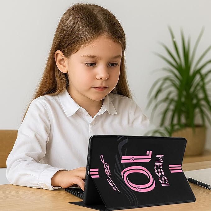 ZERMU Case for iPad (A16) 11th/10th Generation 11''/10.9'' (2025/2022) Mess%i #10 Miam%i Soccer Shockproof Magnetic Cover [Auto Sleep/Wake] with Pencil Holder