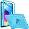 Soke Case for iPad (A16) 11th Generation 11-inch 2025 iPad 10th Generation 10.9-inch 2022 with Built-in Screen Protector and Kickstand Rugged Full Body Protective Cover - Cyan Blue