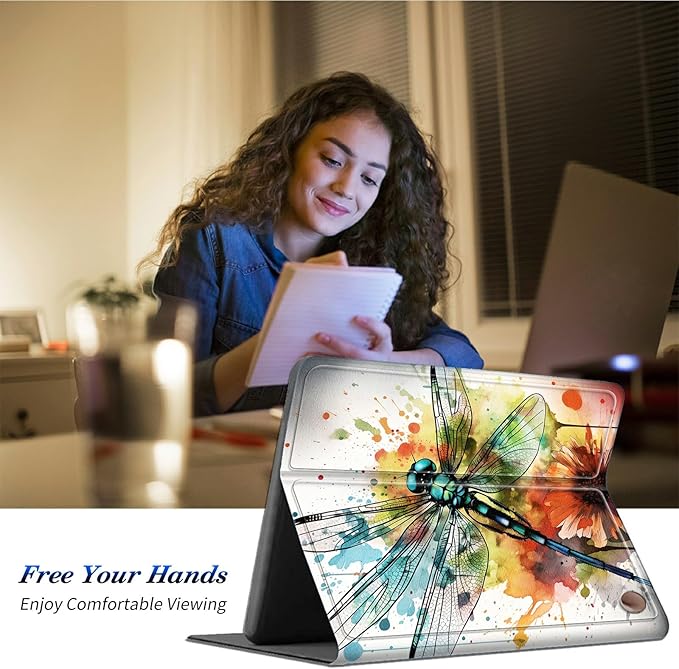 for All-New Amazon Kindle Fire HD 10 Tablet Case (13th Generation 2023 Release) Slim Adjustable Stand Back Shell Protection Smart Cover for Fire HD 10 2023 10.1 Inch Dragonflys