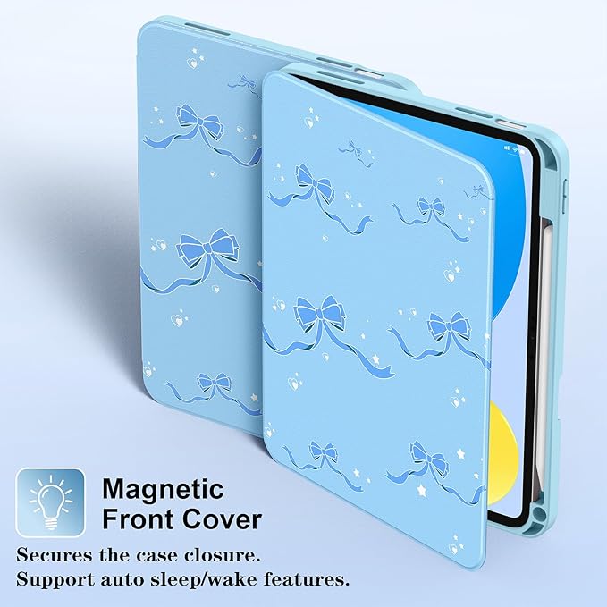Supveco Case for iPad (A16) 11th Generation 11 inch (2025)iPad 10th Generation 10.9 inch (2022) with Pencil HolderPremium Folio Stand Case with Soft TPU Back CoverAuto Wake/Sleep-Blue