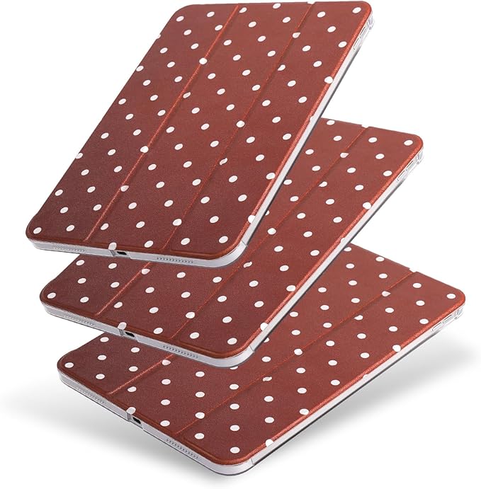 case for ipad 11th Generation11 Inch 2025 (A16 Chip) &amp 10th Gen 10.9 Inch 2022 - Slim Scratch-Resistant Hard PC Translucent Back Shell Smart Cover Wake/Sleep FunctionBrown White Polka dot