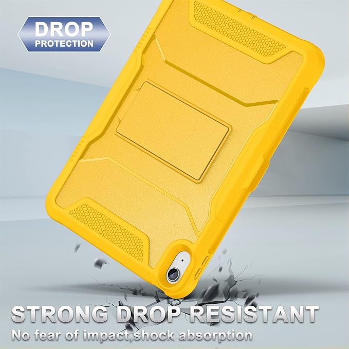 Soke Case for iPad (A16) 11th Generation 11-inch 2025 iPad 10th Generation 10.9-inch 2022 with Built-in Screen Protector and Kickstand Rugged Full Body Protective Cover - Yellow